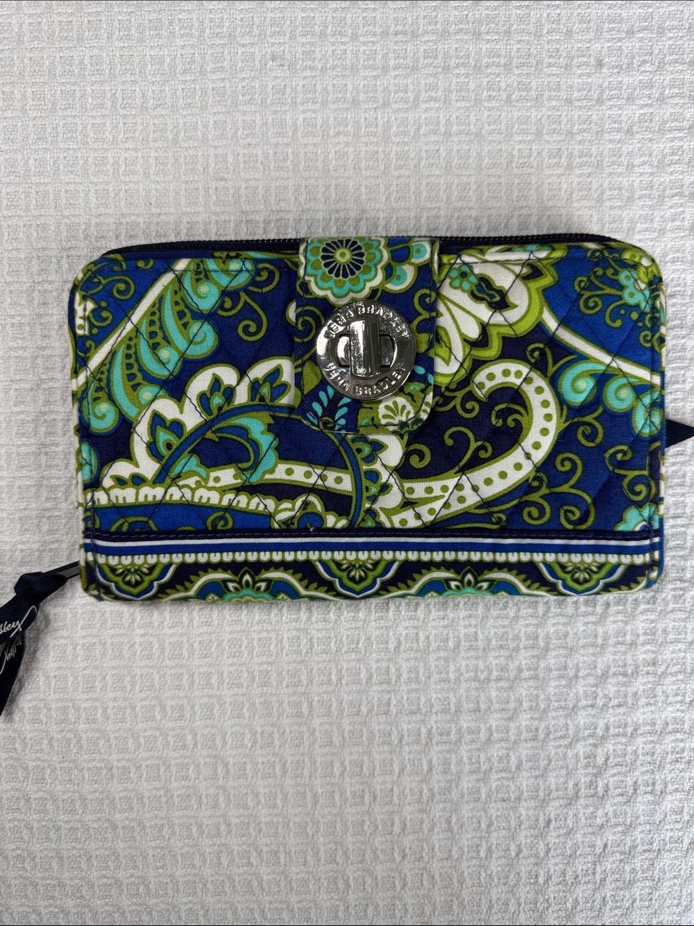 Vera Bradley turn lock wallet in Rhythm & Blues pattern